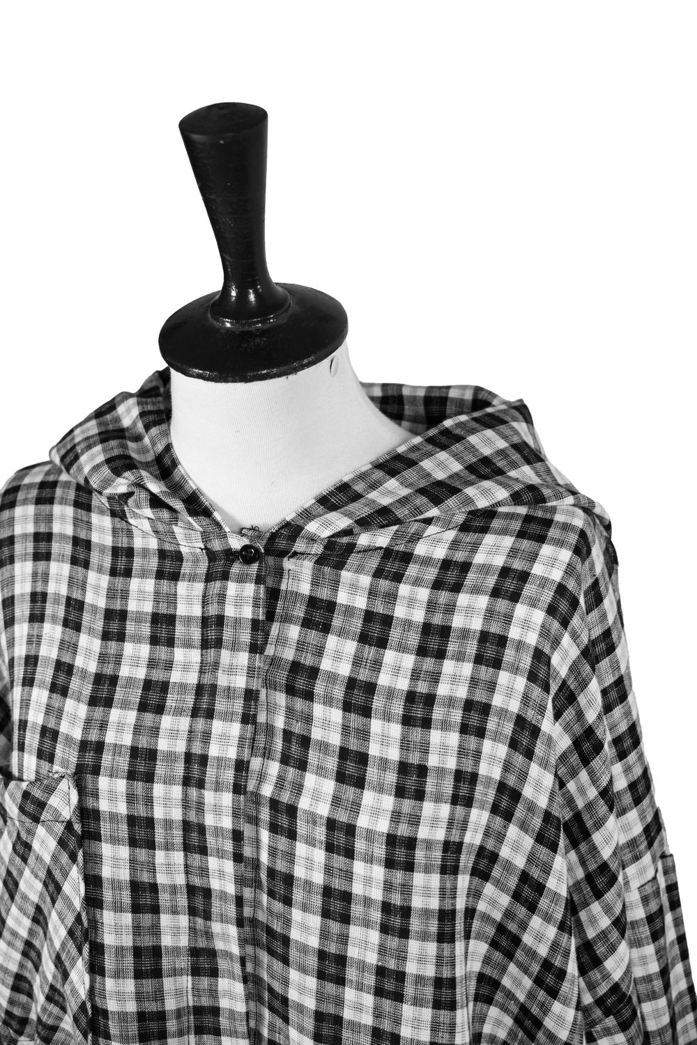 Hooded Check Shirt — hood and button placket detail