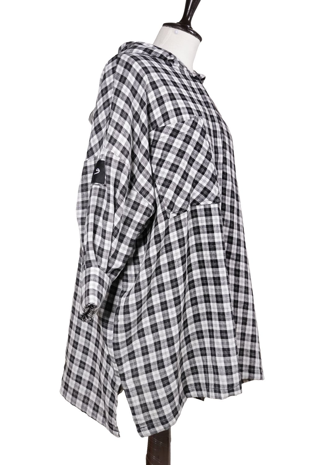 Hooded Check Shirt — side view showing the drop shoulder