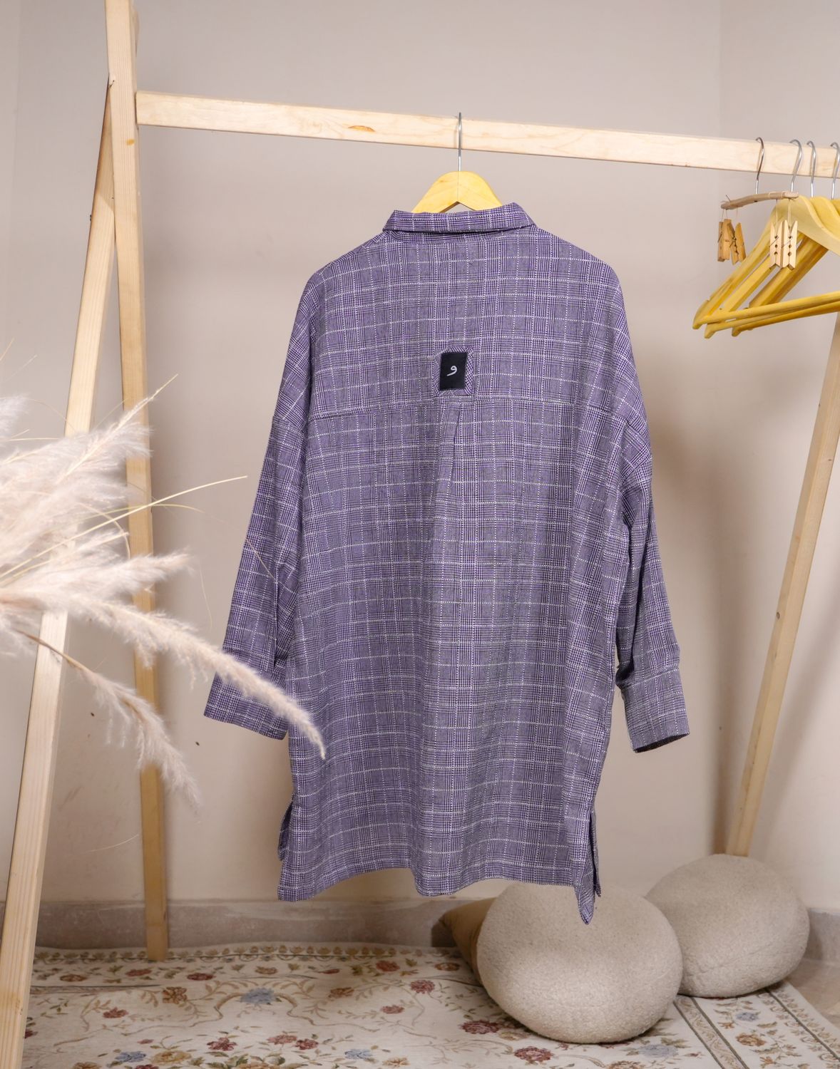 Lavender Windowpane Shirt — back view on the rail
