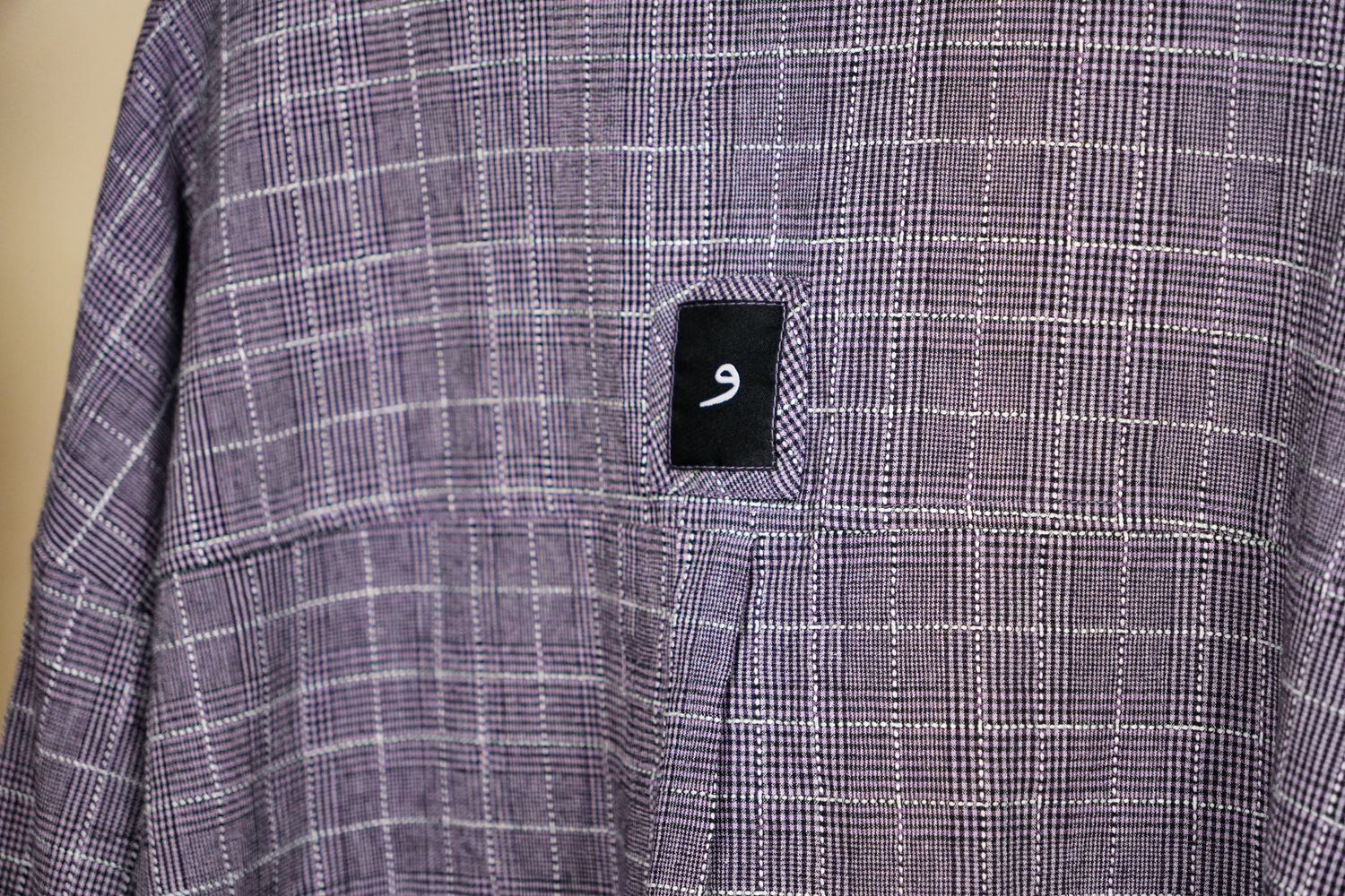 Lavender Windowpane Shirt — و yoke patch close-up