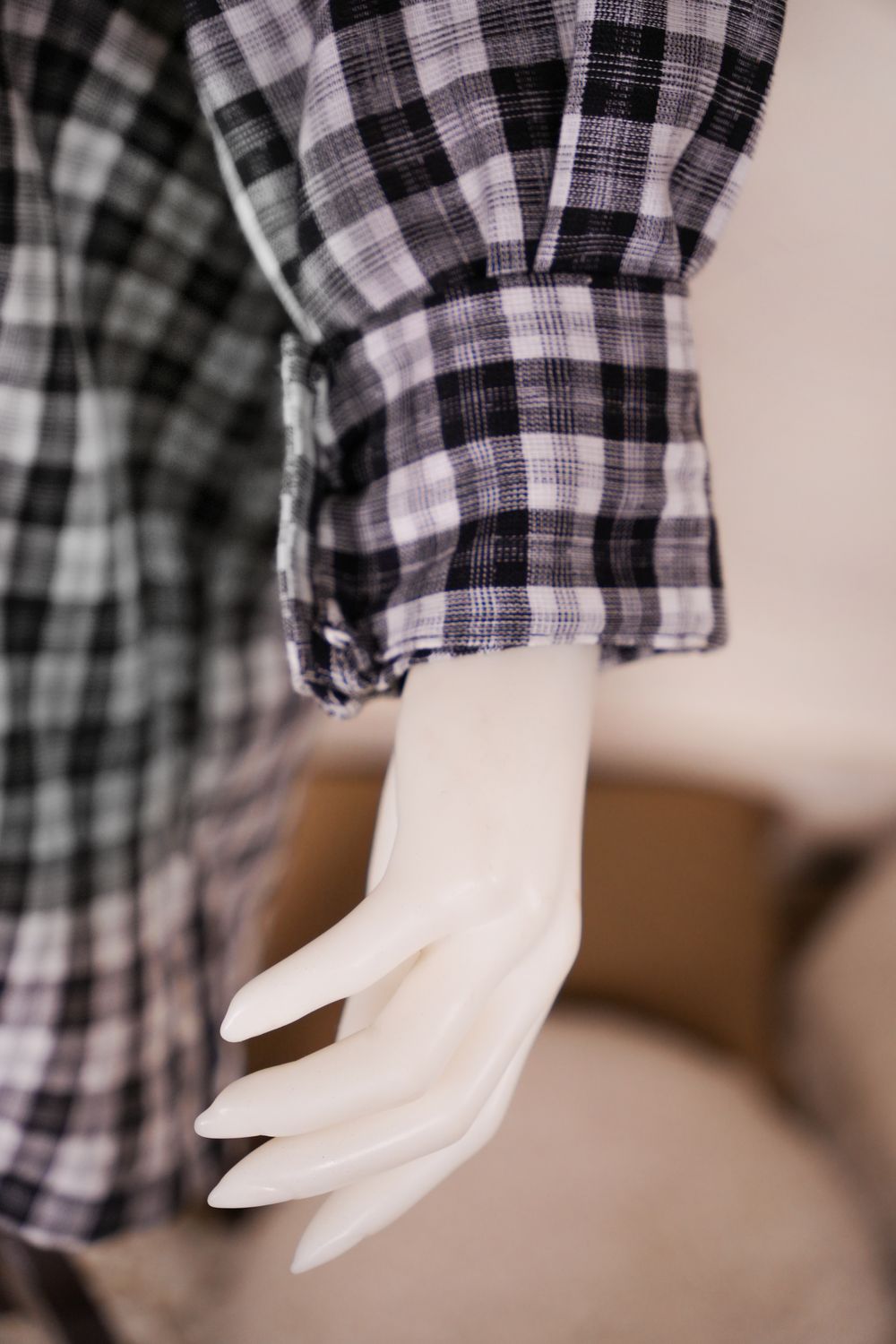 Hooded Check Shirt — buttoned cuff detail